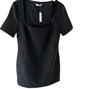 NWT $198 RUMORED MOD black mini dress lined scoop neck S